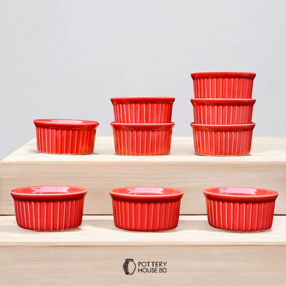 Red Round Ramekins Ramekin Bowl Red Per Pcs | Pottery House BD